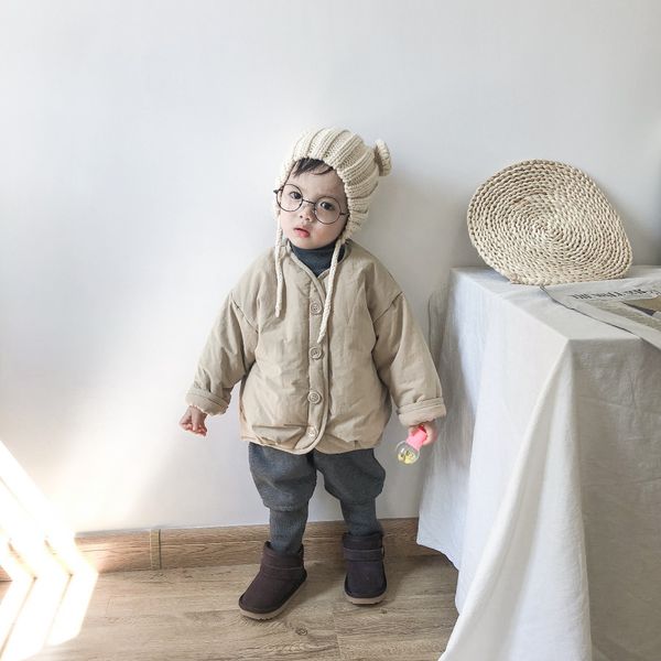 

cute autumn winter kids thick coat cotton 2018 fashion baby boys girls loose long sleeve jackets 2-7t, Blue;gray