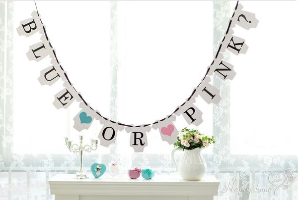 

1 x мальчик или девочка / синий или розовый баннер детское объявление знак душа гирлянды украшения партии пол выявить