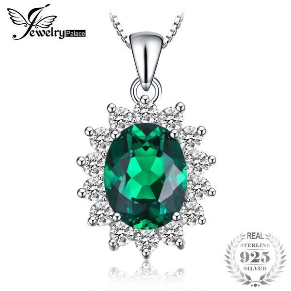 

jewelrypalace oval 3.2ct princess diana 's blue created sapphire pendant 925 sterling silver pendant necklace 45cm silver chain