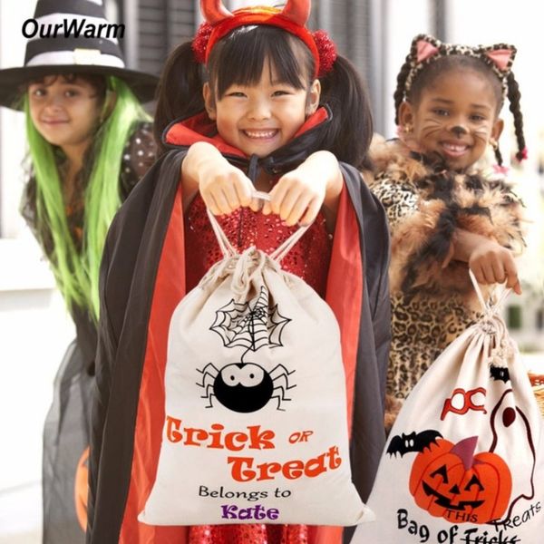 

halloween trick or treat bags cartoon pumpkin spider witch decor halloween sacks canvas for kids halloween candy buckets bag