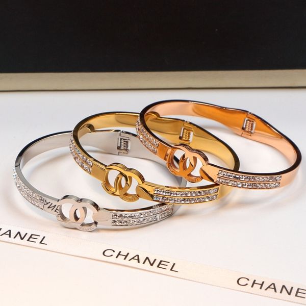 

Birthday gift letter hollow bracelet fa hion rhine tone women bangle per onality 18k titanium teel plated jewelry wedding party bracelet, Black