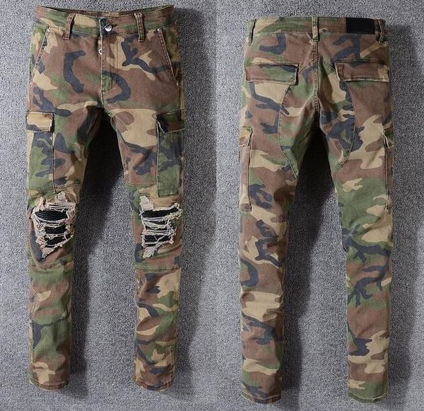 

famous camo jeans new summer fashion designer mens ripped famous brand biker casual pants hip hop jeans for jeans denim long pants, Blue