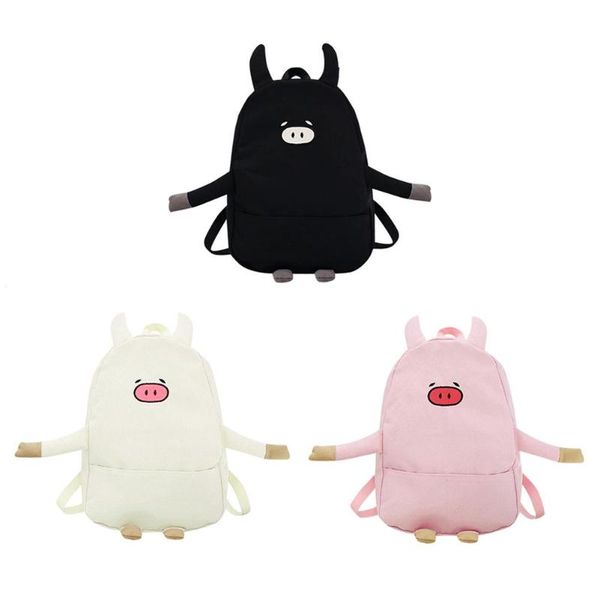 

cartoon pig shape backpack women canvas lovely casual school bag for teenage girls new fashion character bag infantil