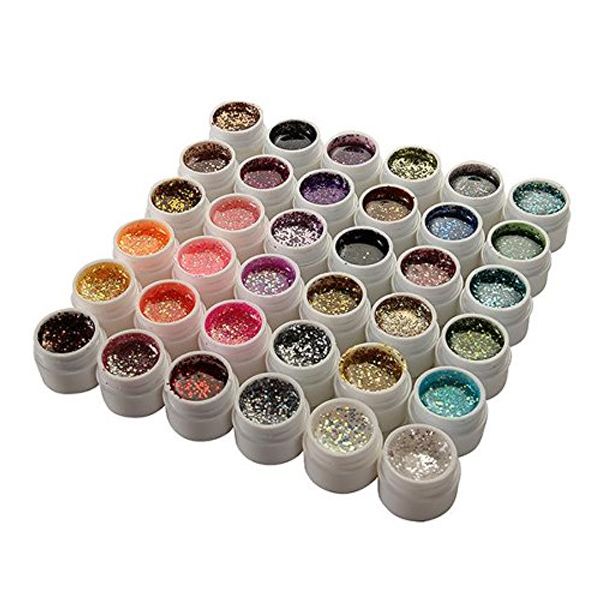 

36 colors glitter sequins uv gel nail manicure nail art, Silver;gold