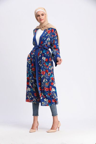 

new muslim women floral abaya dresss s-2xl plus size islamic women long sleeve maxi dress for sale, Red