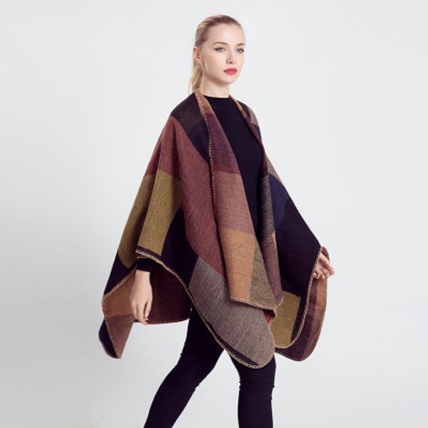

ladies shawls scarfs new autumn and winter color geometric scarf for women imitation cashmere cloak wild print shawl coat 20 colors, Blue;gray