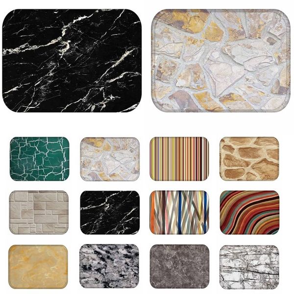 

1pcs 40*60cm stone stripe marble pattern anti-slip suede carpet door mat doormat outdoor kitchen living room floor mat rug 48196