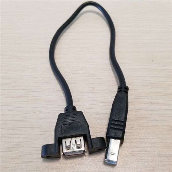 

Wholesale 100pcs/lot Screws Panel Mount USB2.0 Type A Female to USB B Male Jack Short Data Cable Cord For Printer 25cm