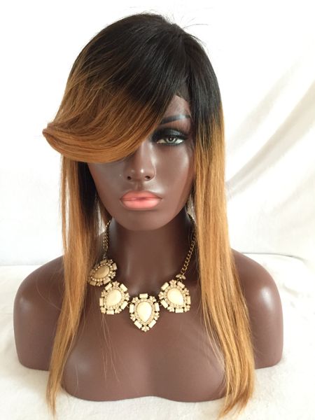 

ombre 1b/27 ombre color lace front wigs with baby hair remy hair brazilian human hair wigs pre plucked, Black;brown