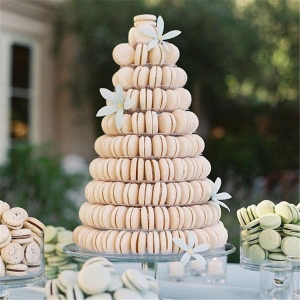 

10 Tiers Round Macaron Tower Cake Stand Transparent Macaroon Cupcake Display Rack Holder Birthday Party Wedding Decoration
