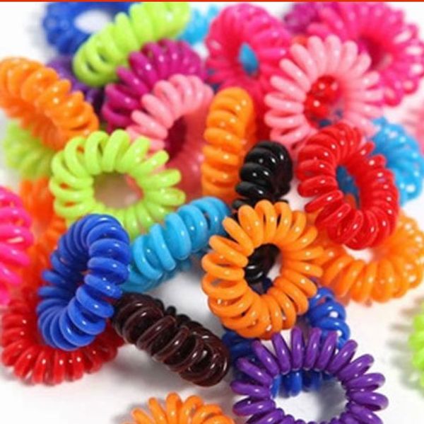 150 Stück/Spiral-Haargummis ohne Falten, elastisches Telefonkabel, Bonbonfarben, Spiral-Haarspiralen, Haarringe, bunte Pferdeschwanzhalter, Haar-Accessoires für Frauen und Mädchen