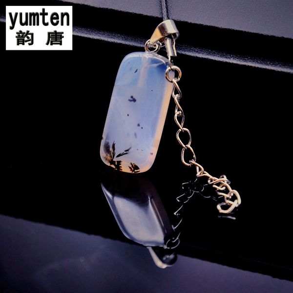 

yumten natural ocean chalcedony agate necklace pendant diy colgantes mujer moda chakra pingente evening dress is wild elegant, Silver