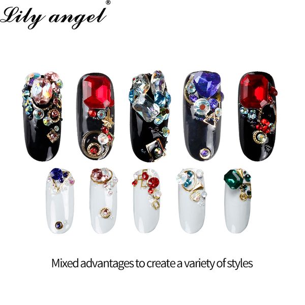 

lily angel 2018 1 box nail rhinestone mixed size nail studs manicure 3d art decorations tips charms, Silver;gold