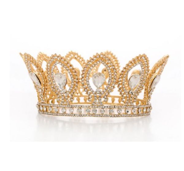 

baroque queen gold wedding crown crystal princess tiara headbands for women bridal party birthday beatutiful headwear, Slivery;golden