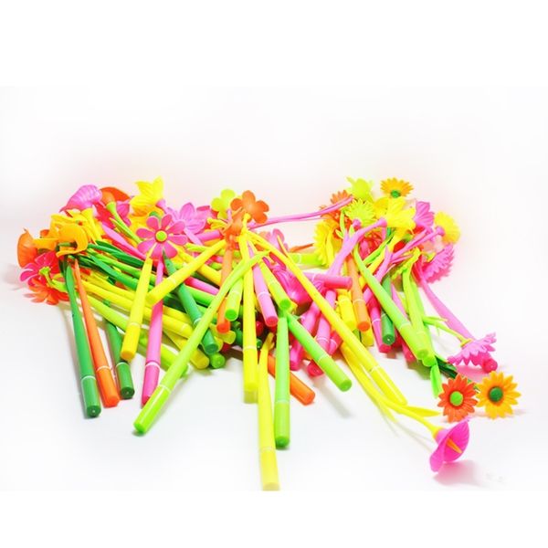 

4pcs plant flowers soft silicone gel pen for writing office supplies black korean stationery art markers wj-zxb2