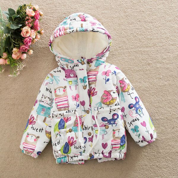 

ins popular baby girls fashion cartoon hoodie outcoat children autumn winter windbreaker kids thick sporting jackets 1-7y, Camo