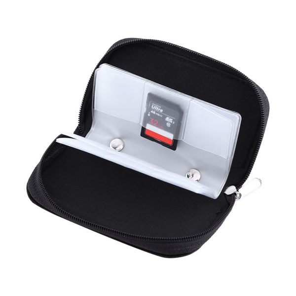 Nylon-Speicherkartenetui für CF/SD/SM/SD/SDHC-Karten-Aufbewahrungsbox-Halter, Tragetasche mit Reißverschluss-Design, Schwarz, kostenloser Versand