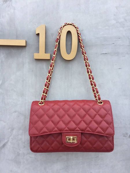 الكلاسيكية رفرف حقيبة المرأة الأزياء حقيبة جلد الكافيار CF مع سلسلة 1112