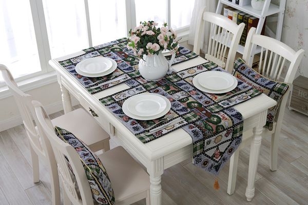 

americana style dinning table flag spring countryside yarn dyed mats welcome each new day new house soft decor table cloth
