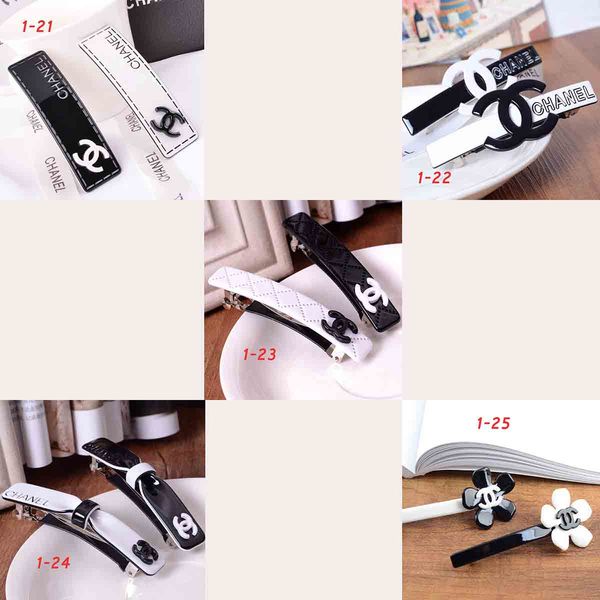 

Late t fa hion brand letter logo hair clamp black white acrylic flower bowknot hair clip barrette for women hair jewelry acce orie