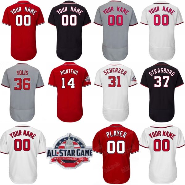 

stiched 2018 all star patch 31 max scherzer 36 sammy solis 37 stephen strasburg 14 miguel montero men women youth baseball jerseys, Blue;black