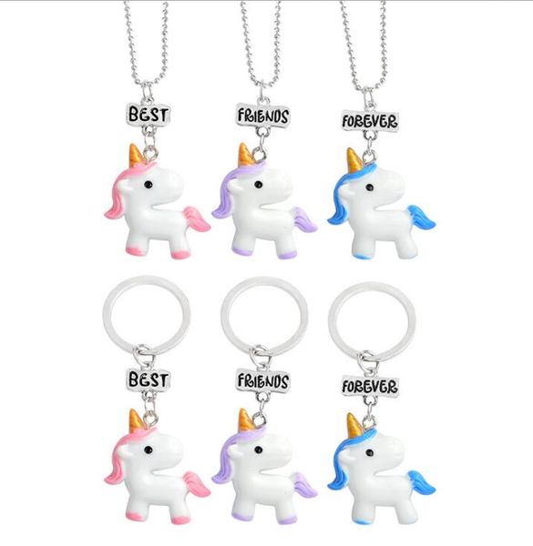 Cute Cartoon Best Friend Collane Set di gioielli Bambini Candy Unicorn Party Supplies Regali per ragazze Vendita all'ingrosso