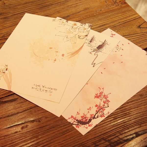 

5pcs new 6 ink chinese style antique letterhead set creative vintage color stationery custom