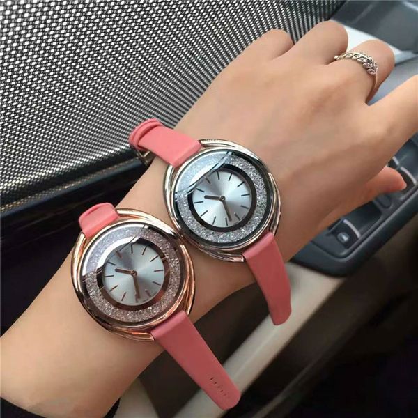 

Роскошные женские часы из натуральной кожи Rolling Diamond часы Бесплатная доставка Lady Wristwatch Знаменитая дизайнерская медсестра Swa Female Quartz