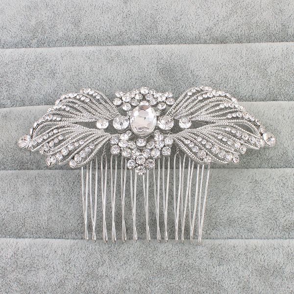 

wedding hair accessories women bridal rhinestone hair comb crystal flower bijoux de tete brides head jewelry, Slivery;golden