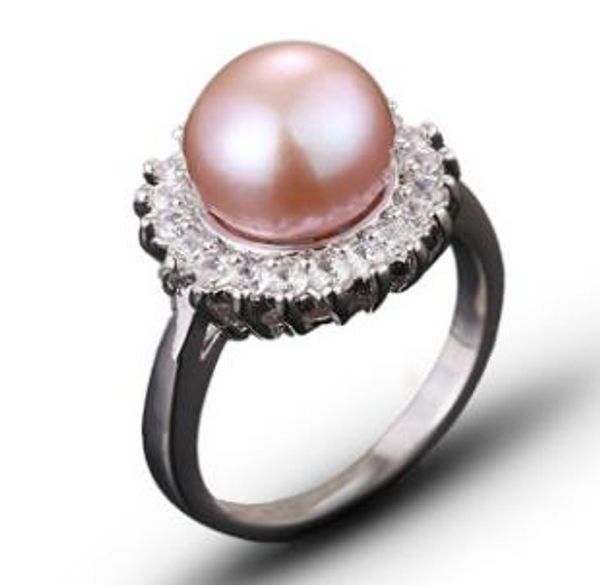 

fashion high-grade natural pearl diamond ring wholesale, Silver