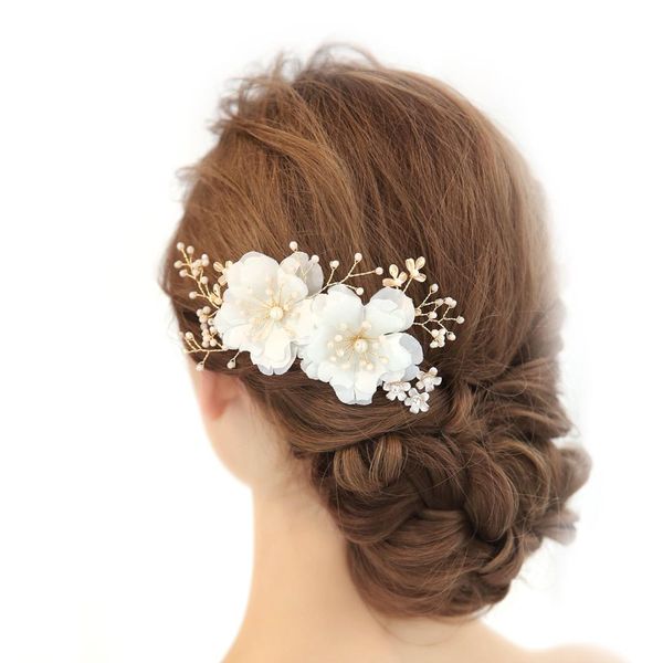 

crystal bride hair clip wedding headdress pearl hair accessory headpiece comb for engagement party wedding banquet prom, Golden;white