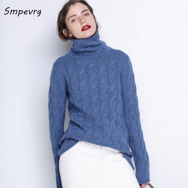 

smpevrg autumn winter turtleneck casual woman cashmere sweater long sleeve warm knitted women sweaters and pullovers, White;black