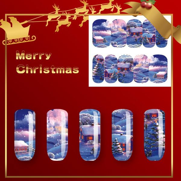 

feliz navidad nail sticker 12 sheets christmas elk water decals snowman santa claus designer merry xmas winter nail sticker art, Black