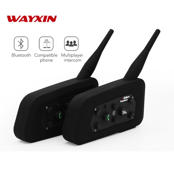 

2018 Wayxin R6 мотоцикл Bluetooth шлем гарнитуры Интерком для 6 гонщиков BT беспроводной intercom