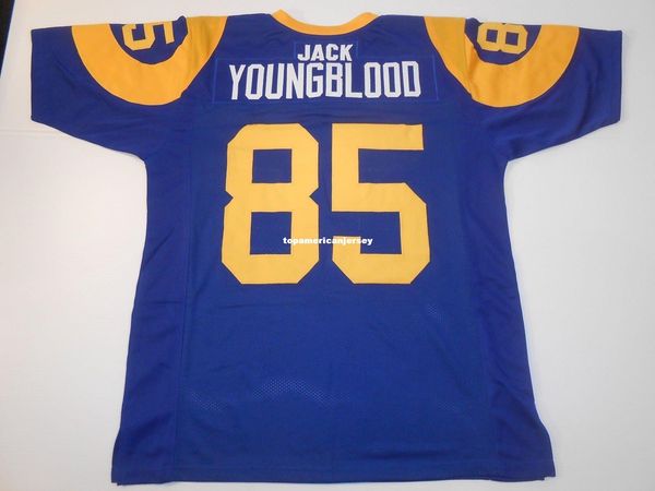 

retro custom sewn stitched #85 jack youngblood blue mitchell & ness jersey men's football jerseys running, Black;blue