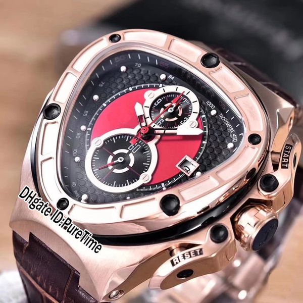

Ver ion lamborghini 66th anniver ary ro e gold miyota quartz chronograph men watch topwatch brown leather port racing car 14a1
