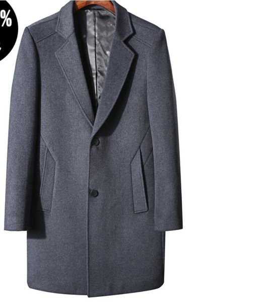 

m-xxxl 2018 new men's business casual woolen coat men's fashion thick suit collar windbreaker plus size clothing, Black