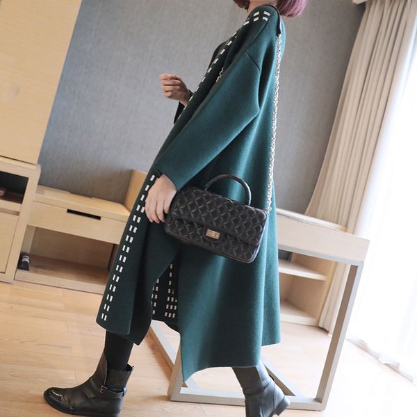 

loose lazy wind sweater coat 2018 autumn and winter new women's long sweater cardigan women, White;black