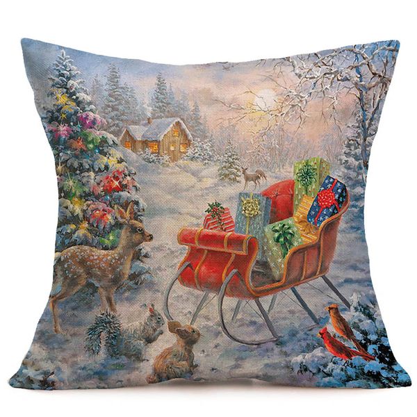 

экологично с рождеством белье наволочки printed наволочки подушки диван подушки сиденья крышка 45x45cm украшения для дома