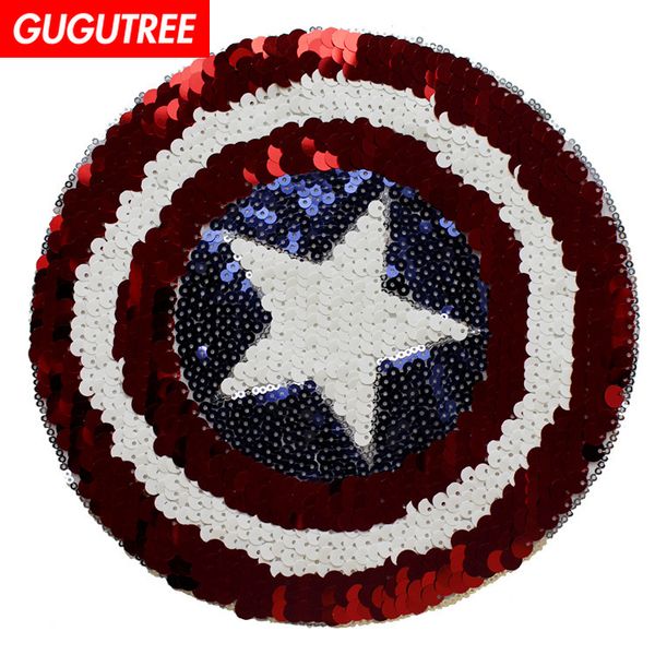 

gugutree вышивка блестками большие круглые патчи звездные нашивки значки аппликации заплатки для одежды bp-282, Black