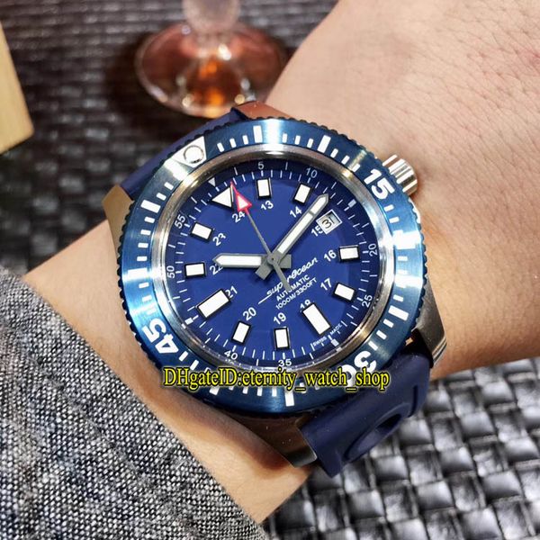 

superocean 44 y1739316 | c959 | 162a дата синего циферблата япония miyota автоматических мужские часы однонаправленного вращение ободок кауч, Slivery;brown