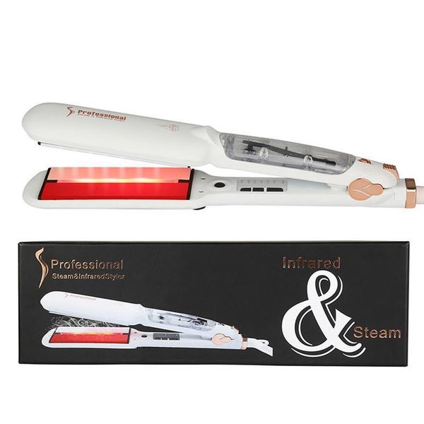 

Steam Ceramic Hair Straightener Flat Iron - Professional Hair Salon Steam Styler Ionic Steamer 2-in-1 | Straightner Curler Flip-up