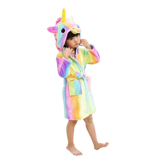 

cute kids soft bathrobe unicorn fleece sleepwear comfortable loungewear for boys girls children nightwear clothing