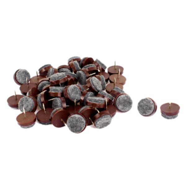 

100x felt feet pad skid glide nail protector furniture chair table leg brown 18mm