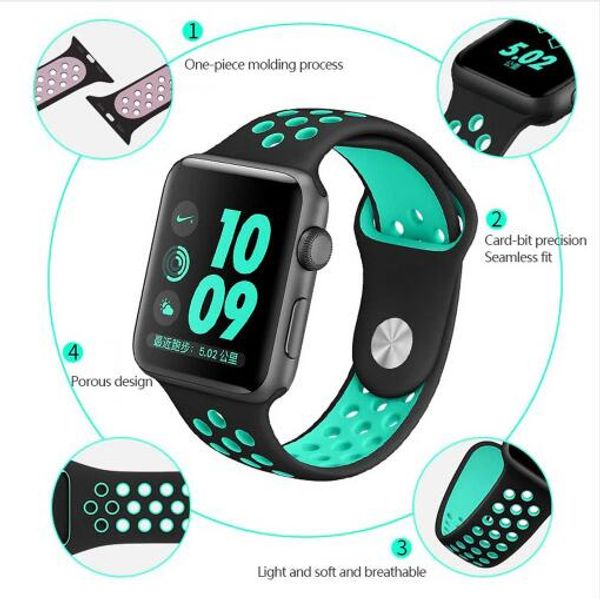 

New Silicone strap for apple watch band 42mm Bracelet Watchband for apple watch strap Rubber iwatch band 3/2/1 38MM Sport Wristband