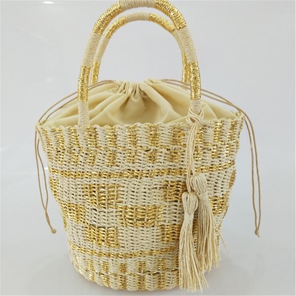 

сумка ручной работы соломенная сумка из соломы и золота ins