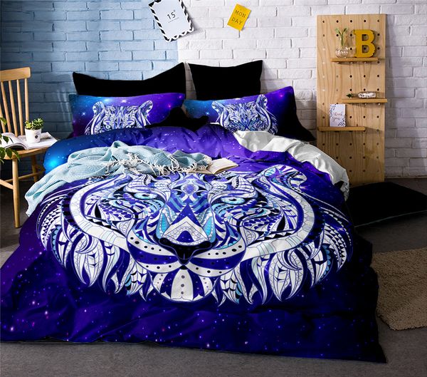 

luxury 3d tiger bear lion wolf bedding set western style home textiles bed linen quilt cover pillowcase bedspread