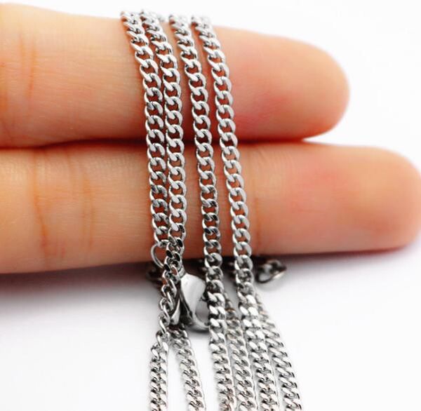 

10pcs lot fashion stainless steel silver curb link chain necklace charming jewelry women 4mm wide 18-32''
