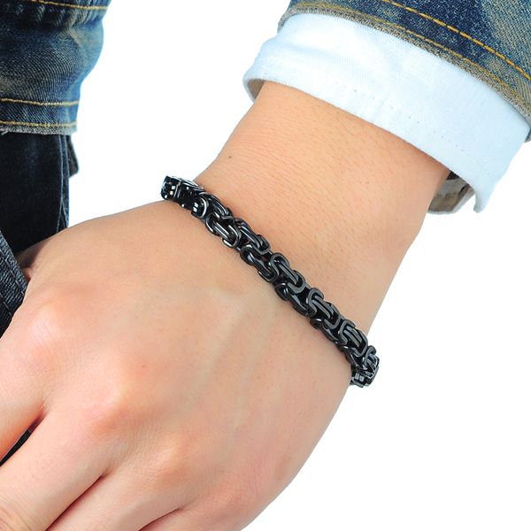 

funique 1pc punk rock stainless steel twisted bracelet for women chain silver tone fashion men jewelry multi length 21cm-24cm, Black