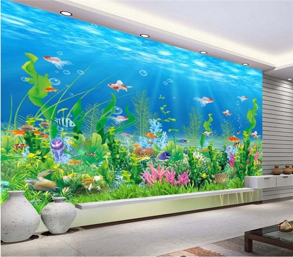Cartoon Seabed Fish Seaweed Wall Mural Custom Kids Wallpaper For Walls Children S Bedroom Wall Paper Home Decoration Tv Backdrop Full Resolution Hd